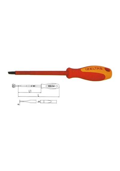 5.5x125 Elektrikçi İzoleli Düz Tornavida 1000 V İle Ergonomik