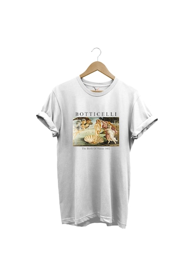 Bottıcellı Venüs Baskılı %100 Pamuk Regular Fit Beyaz T-shirt Beyaz