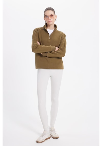 Tudors Kadın Relax Fit Rahat Kesim Pamuklu İçi Polarlı Yarım Fermuarlı Yeşil Dik Yaka Sweatshirt-42071 Yeşil Tudors Kadın Relax Fit Rahat Kesim Pamuklu İçi Polarlı Yarım Fermuarlı Yeşil Dik Yaka Sweatshirt-42071 Yeşil