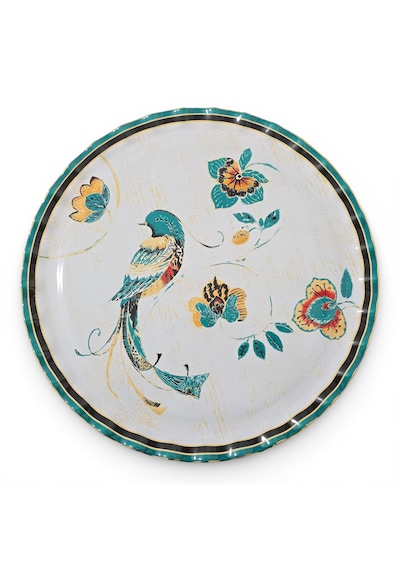 Sudedi Home Hüma Kuşu Desenli Gerçek Altın Yaldızlı Cam Tepsi 31 Cm Hediyeli. Çok Renkli