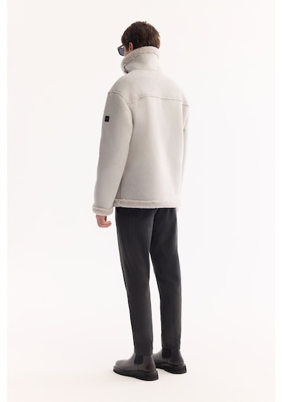 Avva Erkek Gri Kürklü Yaka Napa Comfort Fit Mont A52y6055