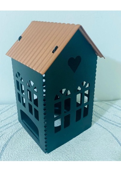 Fener Mumluk Ev Model Lüx, Metal, Siyah, 12 Cm Yükseklik Diğer