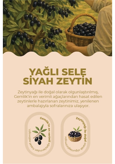 Yağlı Sele Gemlik Siyah Zeytin 300 Gr