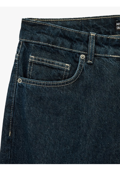 Koton Pamuklu Normal Bel Tapered Fit Jean Pantolon Koyu İndigo 7wam40048nd