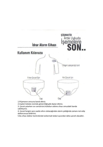 Enuresis Idrar Alarm Cihazı