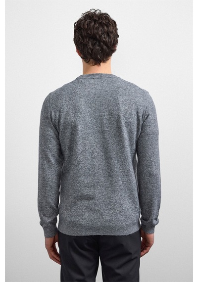 Back And Bond Gri Regular Fit Bisiklet Yaka Triko Kazak