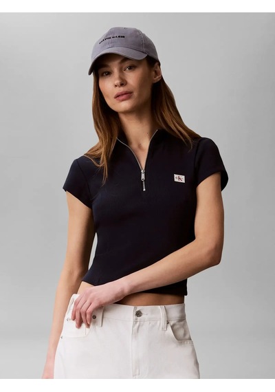 Calvin Klein Ss Woven Label 2x2 B, Cef Lacivert Kadın T-shirt