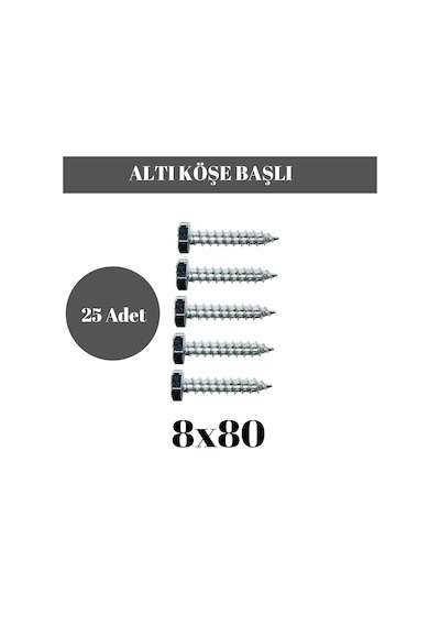 Trifon Vida 8x80 Mm Altı Köşe Anahtar Başlı Vida 25'li Paket 8 x 80 MM