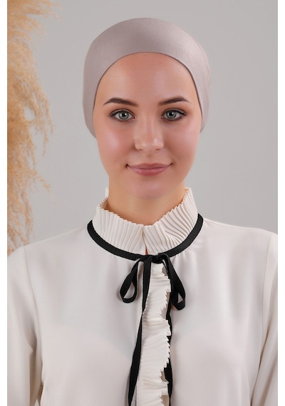 Melodi Scarf Tesettür Geçmeli Bağcıklı Viskon Likralı Bone Vizon Vizon