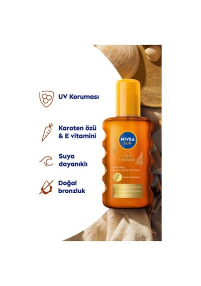Sun Karoten Özlü Yoğun Bronzlaştırıcı Güneş Yağ Sprey 200ml, E Vitamini,doğal Bronzluk