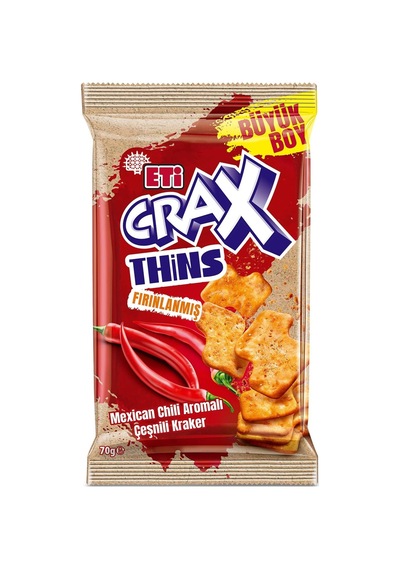 Crax Thins Mexican Chili Aromalı Çeşnili Kraker 70 G Diğer