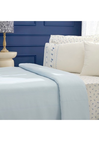 Karaca Home Blossy %100 Pamuk Nish Set Çift Kişilik Pike Takımı Mavi