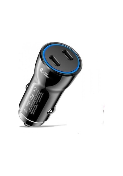 60w Turbo Araç Şarjı 2 Type-c Girişli Şarj Akım Korumalı Araç Çakmaklık Şarjı 12v-24v Araç Şarj