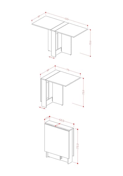 Lüks Katlanır Mutfak Yemek Masası %100 MDF Pratik Çalışma  Masası KM32