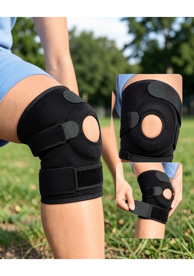 Ligamentli Diz Desteği Ayarlanabilir Cırtlı Açık Patella Tasarım Siyah
