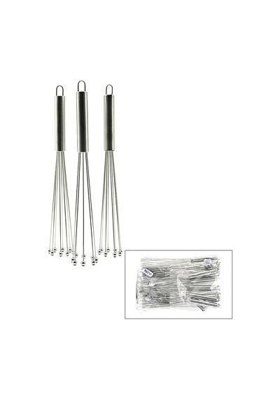 Diyarı Fırsat 8 Boncuk Uçlu Yumurta Çırpıcı Krom Saplı Metal 18 Cm 12'li Paket