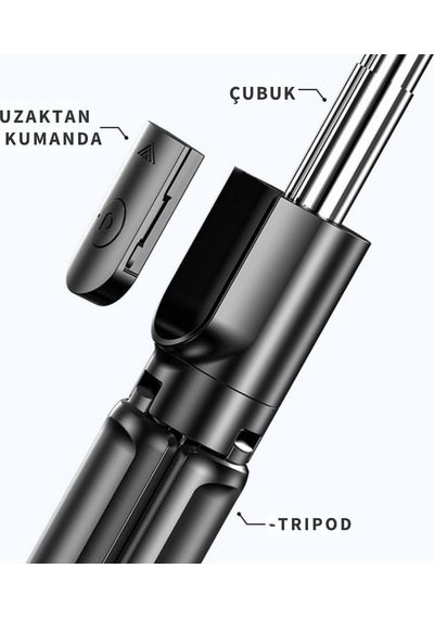 Ayrex Selfie Çubuğu Tripod 3'ü 1 Arada Bluetooth Uzaktan Kumandalı Telefon Tutucu, 360 Döner Başlık, Apple İOS &