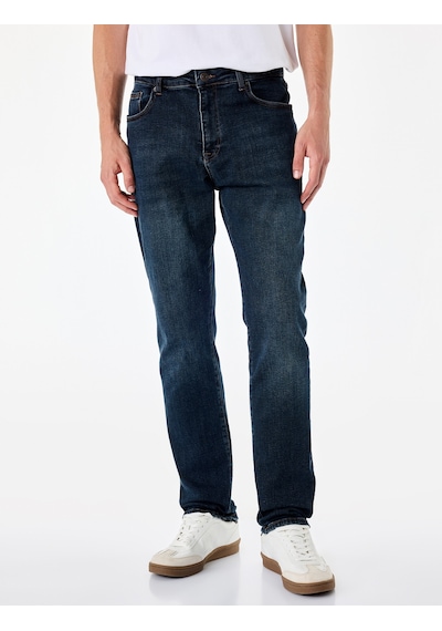 Koton Normal Bel Pamuklu Slim Fit Jean - Brad Jean Koyu İndigo 7wam40004nd