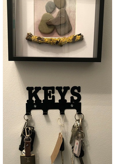 Metal Siyah Keys Yazılı Dekoratif Anahtar Askısı, Askılık, Anahta Diğer