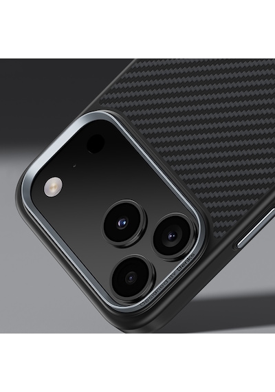 Apple Uyumlu iPhone 17 Pro Max Kılıf Karbon Fiber M-safe Şarjlı Benks Hybrid Armorpro 600d Kevlar Kapak Siyah