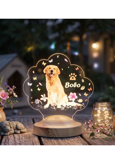 Köpek Fotoğraflı Led Lamba, Kişiye Özel Fotoğraf Ve İsimli Evcil Hayvan Temalı Lamba Hediye Tekli Foto Köpek