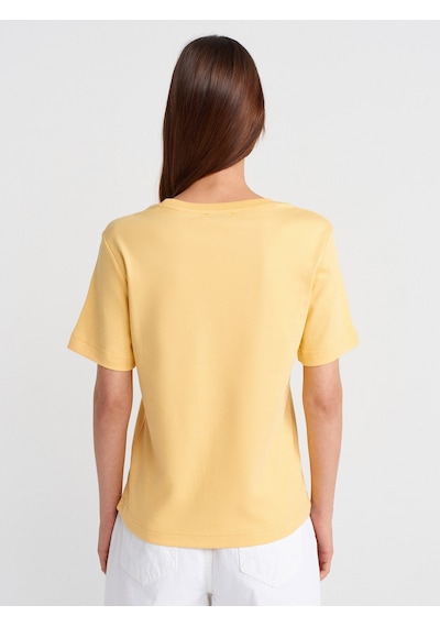 Dilvin 31763 Bisiklet Yaka T-shirt-sarı Sarı