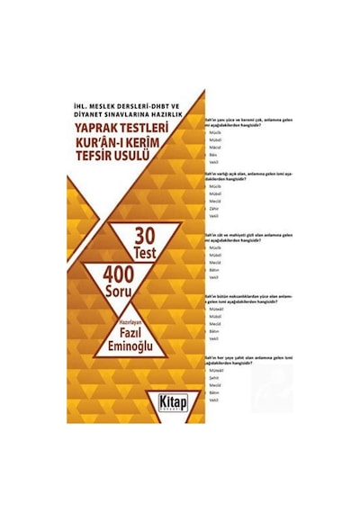 Kur'an-ı Kerim Tefsir Usulü-İHL.Meslek Dersleri DHBT ve Diyanet Sınavlarına Hazırlık Yaprak Testleri- Kitap Dünyası