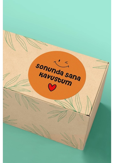 Sonunda Sana Kavuştum Turuncu Sticker 3x3cm St2344 Çok Renkli