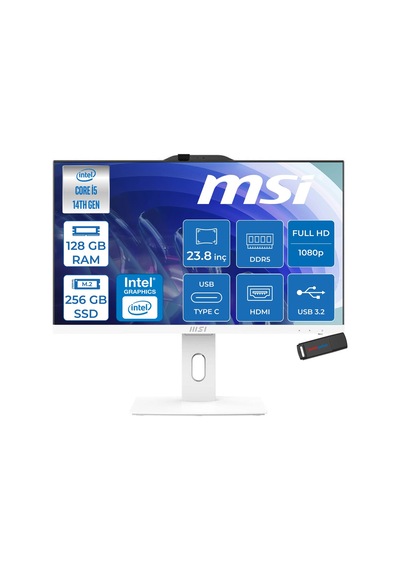 MSI PRO AP242P 14M-1201EU-F36 i5-14400 128 GB 256 GB SSD 23.8" Free Dos AIO Masaüstü Bilgisayar