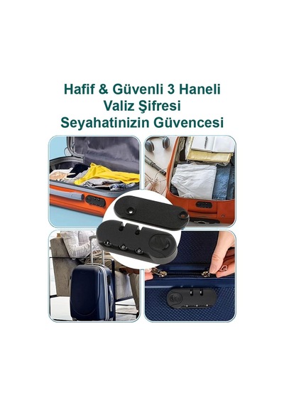 Hafif & Güvenli 3 Haneli Valiz Şifresi 2 Adet Altın