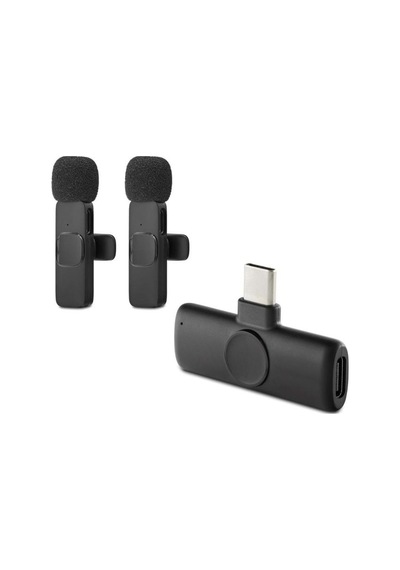 Kablosuz Çift Mikrofon Type-c Siyah Hdx2789