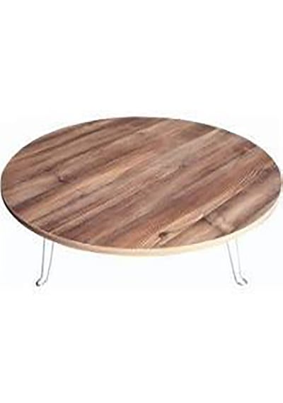 Dzgn Home Katlanabilir Metal Ayaklı Ahşap Yer Sofrası Kahve 90cm