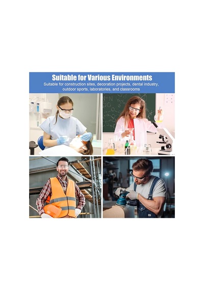İş Güvenlik Gözlüğü Dayanıklı Ayarlı Şeffaf Koruyucu Laboratuvar Gözlüğü Şeffaf Uyarı