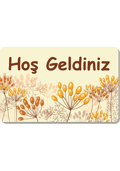 Dijital Baskılı Hoş Geldiniz Yazılır Desenli Dekoratif Dış Kapı Önü Ve Iç Mekan Paspası Yıkanabilir Bej