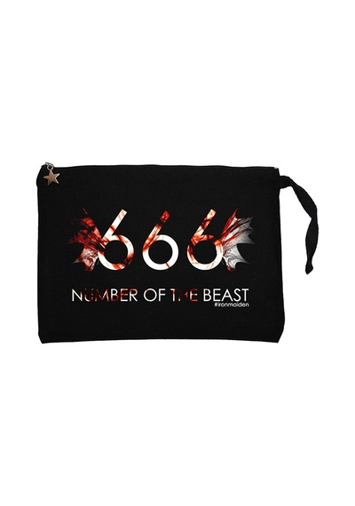 Iron Maiden 666 Siyah Clutch Astarlı Cüzdan / El Çantası Siyah