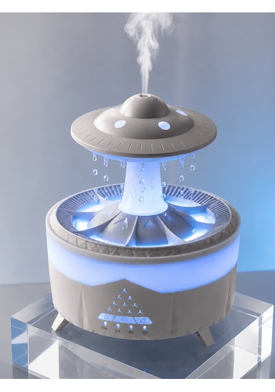 Ufo Tasarımlı 350 Ml Ha Nemlendirici Renkli Ortam Işığı Yağmur Efektli Difüzör
