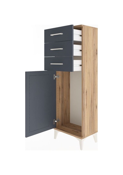 Arges Dolap 3 Çekmeceli Tek Kapaklı 44x30x134 Çam-antrasit Çam