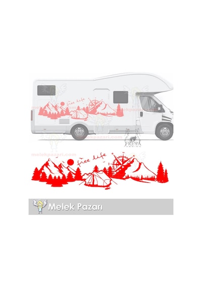 Özgür Hayat Orman Manzara Pusula Karavan Oto Sticker