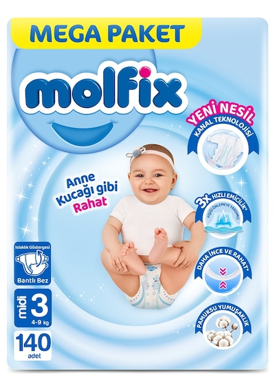 Molfix Kanal Teknolojisi Mega Paket 3 Beden Midi 140 Adet