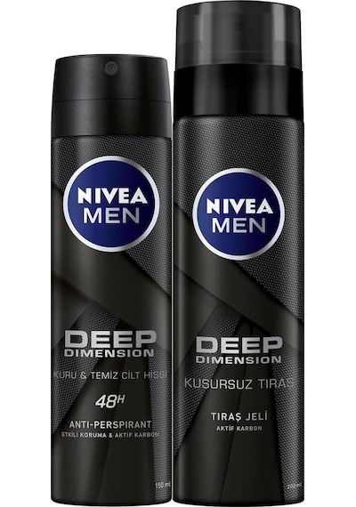 Nivea Men Deep Dimension Kusursuz Tıraş Jeli 200 ML +  Deep Dimension Deosprey 150 ML