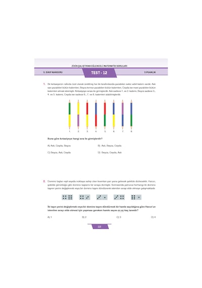 5. Sınıf Zihin Çalıştıran Eğlenceli Kanguru Matematik Soruları