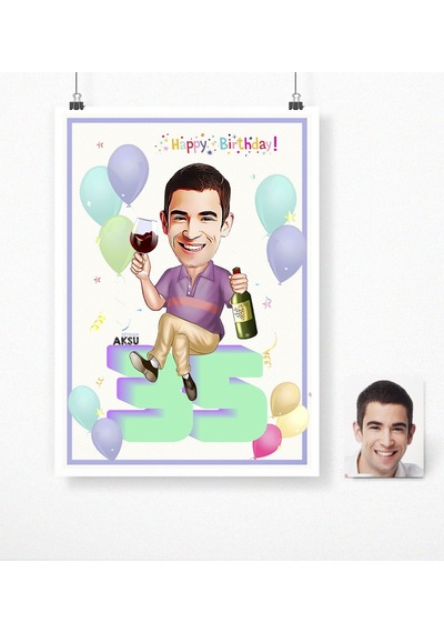 Bk Gift Kişiye Özel Doğum Günü Karikatür Afiş Poster 50 X 70 Cm. 13
