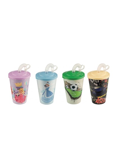 Bee Home Kids Pipetli Bardak 400 Ml Çok Renkli