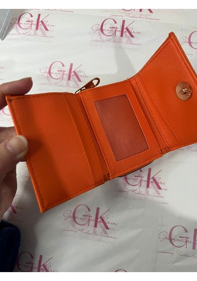 Gk Gamzelirenklerim Luxury Fashıon&accessorıes Kabartma Yazılı Cüzdan Mini- Çok Bölmeli Turuncu