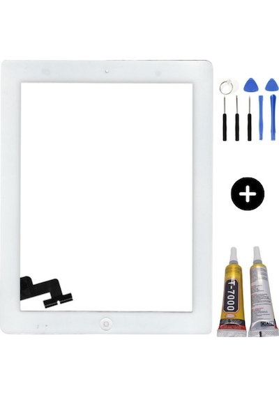 Apple Uyumlu iPad 2.nesil A1395-a1396-1397 Servis Home Tuşlu Dokunmatik Beyaz + Montaj Seti