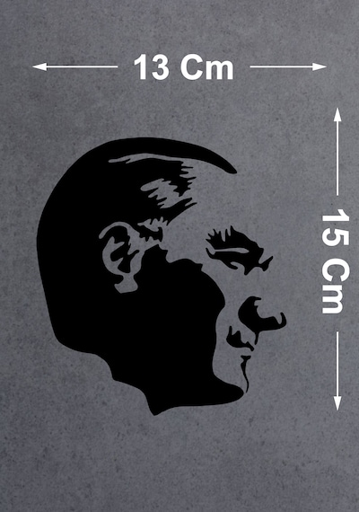 Sticker Dizayn Atatürk Silüet Sticker - Araba Oto Motosiklet Karavan Cam Sticker - 00392 15x13 Cm
