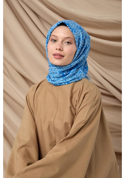 Silk Home Soft Eşarp 73093-08 Bebe Mavi, Mavi, Beyaz, Gümüş