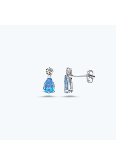 Altınbaş Mavi Taşlı Altın Üçlü Damla Set Autk0035-b-24627-a-set