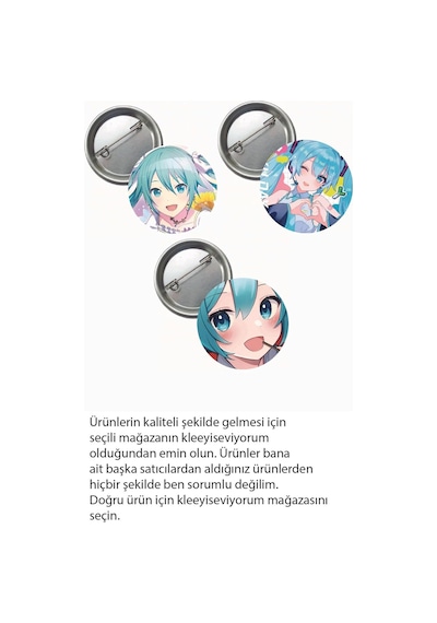Ms Major Selection Hatsune Miku Anime Buton Rozet 3 Adet 37mm Diğer