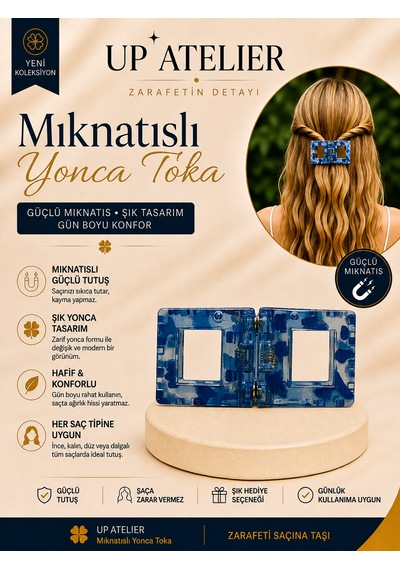 Mıknatıslı Kemik Kare Toka 6cm Mavi